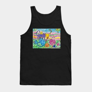 Happy Halloween colorful cats Tank Top